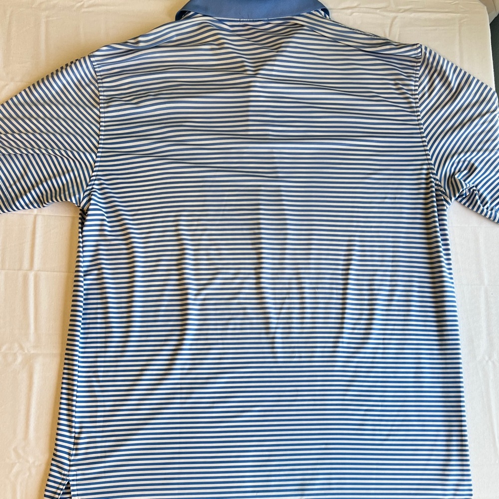 Peter Millar Summer Comfort Men's Blue Striped Polo Shirt - Picture 7 of 8
